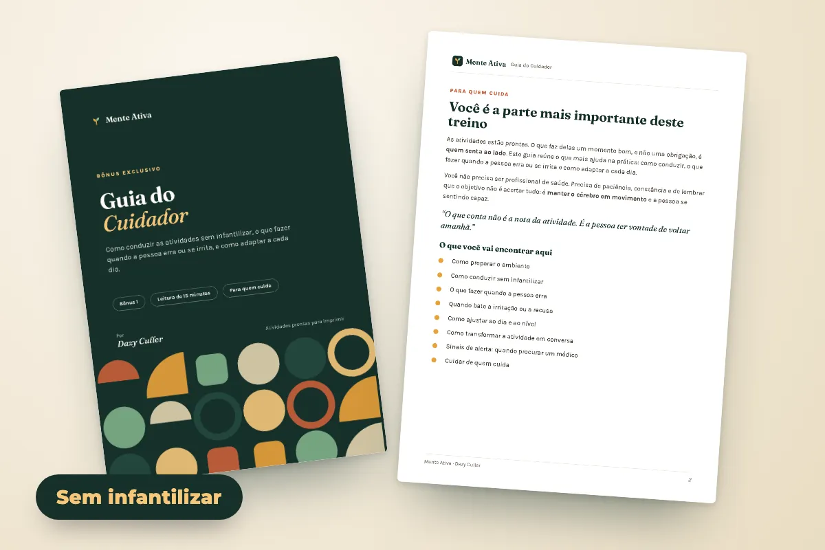 Capa e página do Guia do Cuidador.