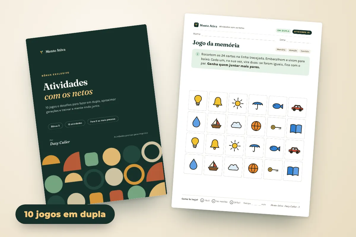 Capa e o Jogo da memória das Atividades com os Netos.